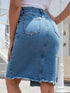 'Khaleesi' Raw Hem Slit Denim Skirt - Celes Fashion